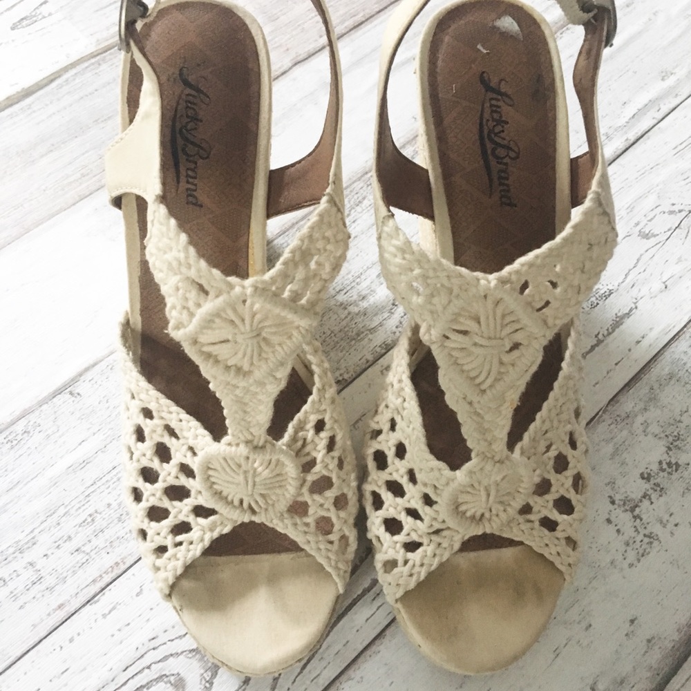 LUCKY BRAND shoes Ivory Macramé Sandals SZ 8M